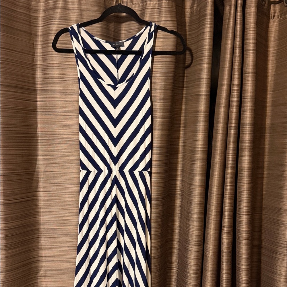 The Limited Navy and White Chevron Maxi Dress